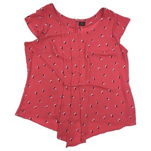 Worthington Woman Bridgette Salmon Coral Pleated Detail Blouse, Plus Siz…